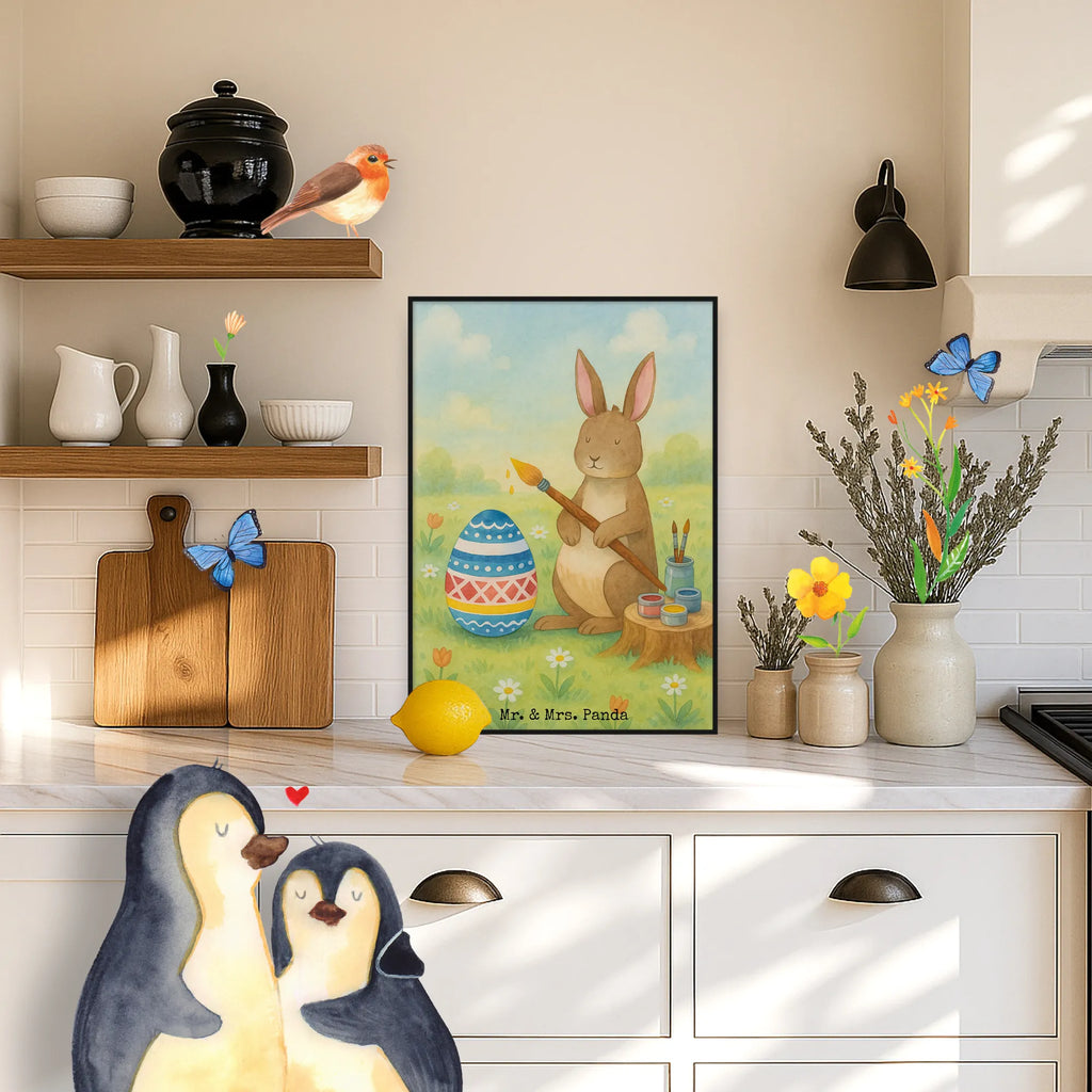 Poster Hare painting eggs Design Easter, Easter bunny, painted Easter eggs, rabbit, egg painting, Easter greetings, Easter egg, Happy Easter, Easter flower