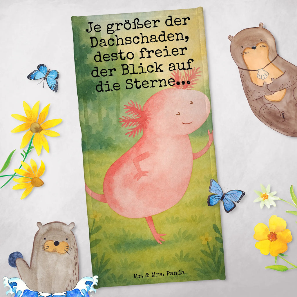 Badehandtuch Axolotl Tanzen Design Duschtuch, Badetuch, Strandtuch, Saunatuch, Kinder Handtuch, Axolotl, Molch, Axolot, Schwanzlurch, Lurch, Lurche, Dachschaden, Sterne, verrückt, Freundin, beste Freundin