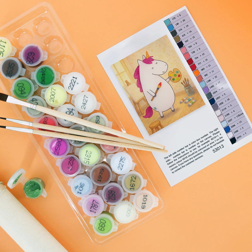 Malowanie według numerów Jednorożec Artysta Design Baseln, Malen nach Zahlen, Ausmalbild, Bastelidee, Malen, Kunstwerk, DIY, Künstler, Kreativität, Einhorn, Einhörner, Einhorn Deko, Unicorn, Geschenk, Pinsel, Zeichnen, Englisch, Stift, Artist, Welt, Maler, Farbe