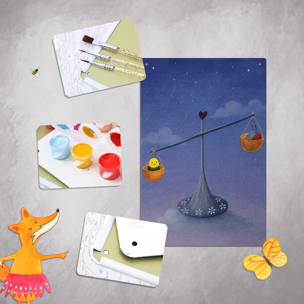 Paint by Numbers Metal Sign Star sign Scale Design constellations, birthdays, astrology, zodiac, date of birth, month of birth, birthday October, gift October, bumble bee, birthday September, balance, ladybird, Libra gift, Libra zodiac sign, bee, Libra, gift September