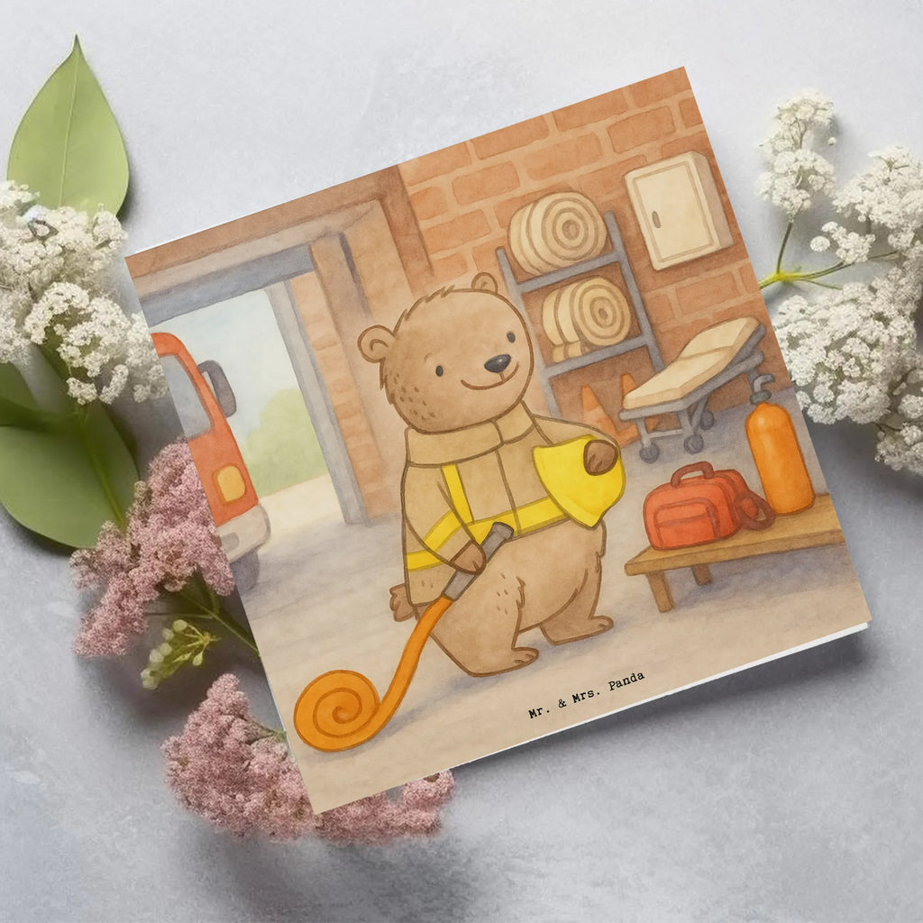 Deluxe Karte Bär Freiwillige Feuerwehr Design Hochwertige Klappkarte, Hochzeitskarte, Grußkarte, Glückwunschkarte, Geburtstagskarte, Hochwertige Grußkarte, Klappkarte, Einladungskarte, Karte, Geschenk, Sport, Sportart, Hobby, Schenken, Danke, Dankeschön, Auszeichnung, Gewinn, Sportler, Feuerwehrfest, Freiwillige Feuerwehr, Jugendfeuerwehr