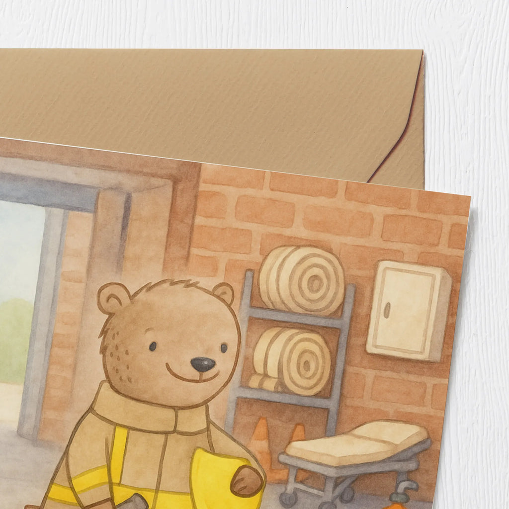 Deluxe Karte Bär Freiwillige Feuerwehr Design Hochwertige Klappkarte, Hochzeitskarte, Grußkarte, Glückwunschkarte, Geburtstagskarte, Hochwertige Grußkarte, Klappkarte, Einladungskarte, Karte, Geschenk, Sport, Sportart, Hobby, Schenken, Danke, Dankeschön, Auszeichnung, Gewinn, Sportler, Feuerwehrfest, Freiwillige Feuerwehr, Jugendfeuerwehr