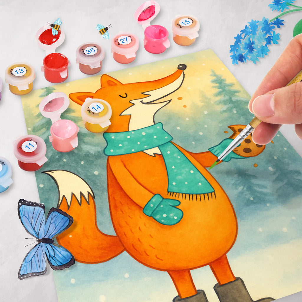 Paint by Numbers Fox biscuit Design Kunstwerk, Kreativität, Malen, DIY, Malen nach Zahlen, Künstler, Ausmalbild, Baseln, Bastelidee, Fuchs, Füchse, Backen Spruch, Winter, Weihnachtszeit, Kekse, Plätzchen, Liebe, Küche Deko