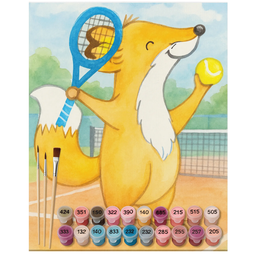 Paint by Numbers Fox play tennis Design Gift, sport, hobby, giving, thank you, award, profit, athlete, tennis club, tennis tournament, Playing tennis, ball sport
