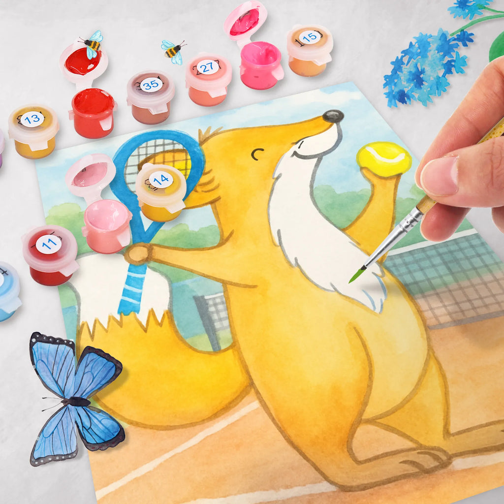 Paint by Numbers Fox play tennis Design Gift, sport, hobby, giving, thank you, award, profit, athlete, tennis club, tennis tournament, Playing tennis, ball sport