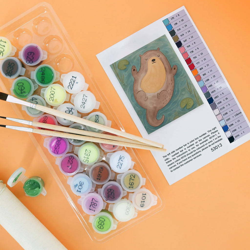 Paint by Numbers otter Embrace Design otter, marten, sea otter, European otter, water mammal, aquatic animal, baby otter, predator, water, otter gifts, animal lover, gift ideas for animal lovers, animal, mammal, water animal, gifts for people in love, Otter Sea Otter Lake Otter