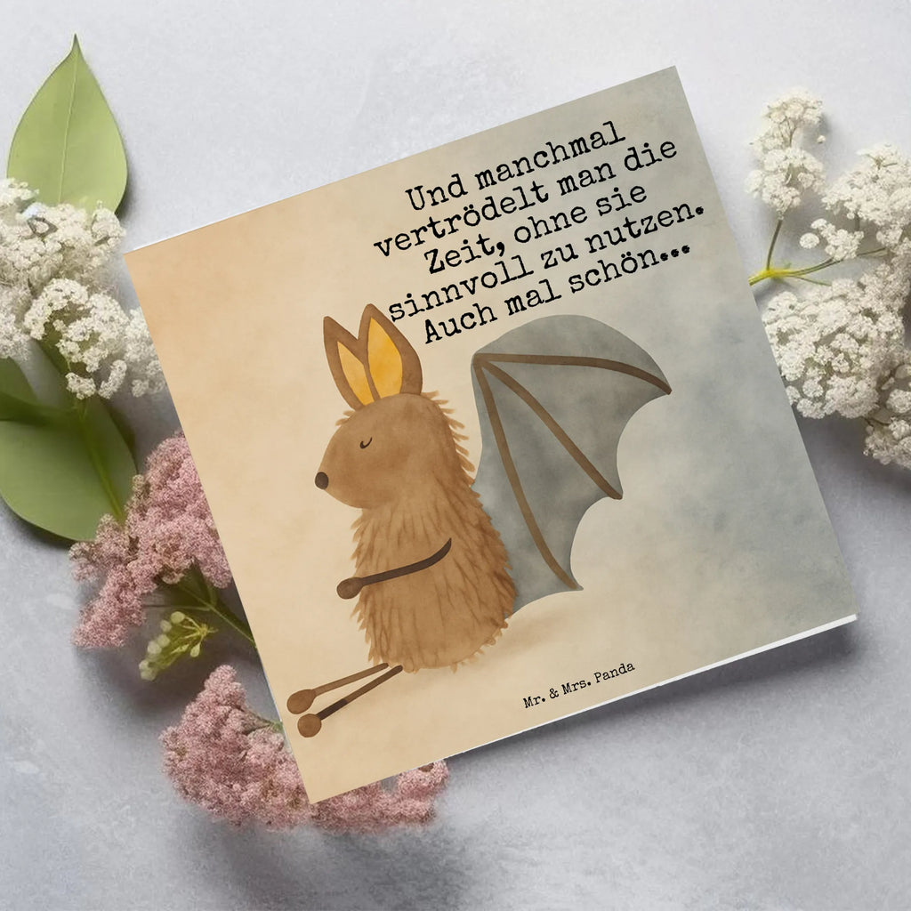 Karta Deluxe Nietoperz siedzenie Design Karte, Grußkarte, Klappkarte, Einladungskarte, Glückwunschkarte, Hochzeitskarte, Geburtstagskarte, Hochwertige Grußkarte, Hochwertige Klappkarte, Tiermotive, Gute Laune, lustige Sprüche, Tiere, Fledermaus, Fledermäuse, Motivation, entspannen