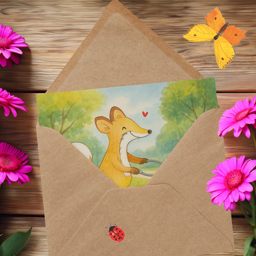 Deluxe Karte Fuchs Fahrrad fahren Design Glückwunschkarte, Hochwertige Grußkarte, Hochzeitskarte, Karte, Grußkarte, Geburtstagskarte, Einladungskarte, Hochwertige Klappkarte, Klappkarte, Geschenk, Sport, Sportart, Hobby, Schenken, Danke, Dankeschön, Auszeichnung, Gewinn, Sportler, Trekking, Mountainbiking, Fahrrad fahren, Radsport, Radeln