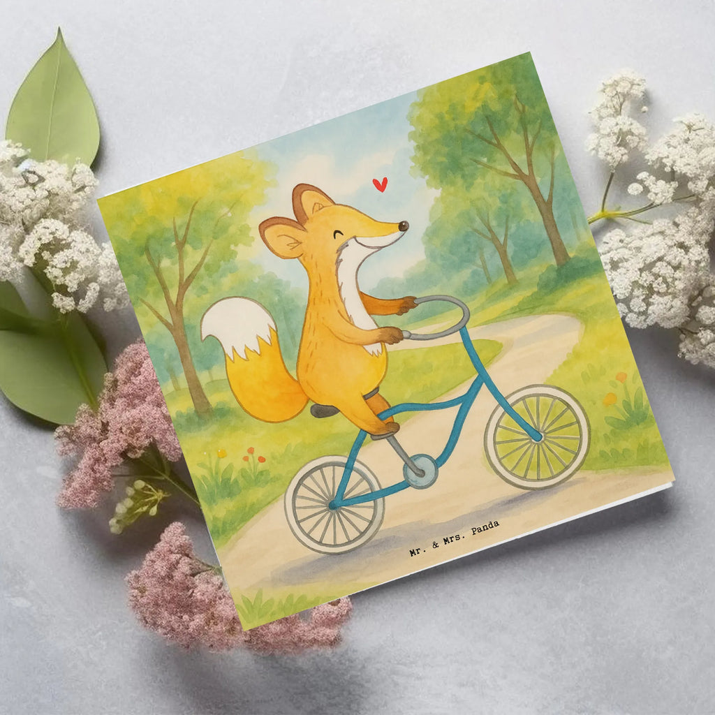 Deluxe Karte Fuchs Fahrrad fahren Design Glückwunschkarte, Hochwertige Grußkarte, Hochzeitskarte, Karte, Grußkarte, Geburtstagskarte, Einladungskarte, Hochwertige Klappkarte, Klappkarte, Geschenk, Sport, Sportart, Hobby, Schenken, Danke, Dankeschön, Auszeichnung, Gewinn, Sportler, Trekking, Mountainbiking, Fahrrad fahren, Radsport, Radeln