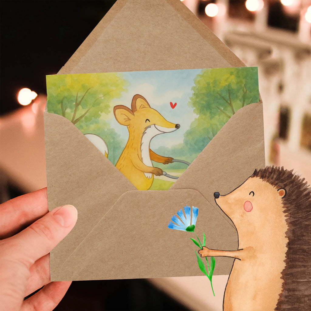 Deluxe Karte Fuchs Fahrrad fahren Design Glückwunschkarte, Hochwertige Grußkarte, Hochzeitskarte, Karte, Grußkarte, Geburtstagskarte, Einladungskarte, Hochwertige Klappkarte, Klappkarte, Geschenk, Sport, Sportart, Hobby, Schenken, Danke, Dankeschön, Auszeichnung, Gewinn, Sportler, Trekking, Mountainbiking, Fahrrad fahren, Radsport, Radeln