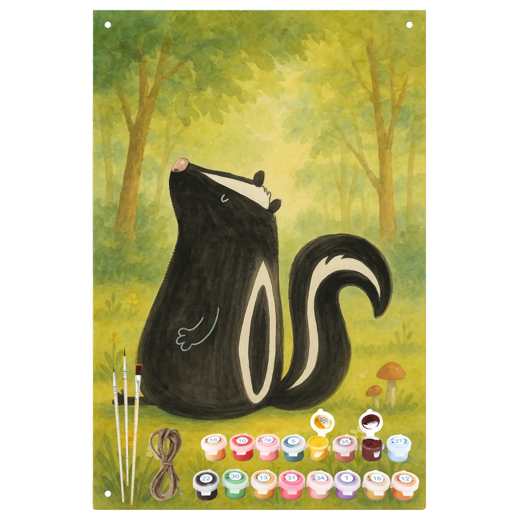Malen nach Zahlen Metallschild Stinktier Sitzen Design Künstler, Malen nach Zahlen, Kunstwerk, DIY, Malen, Baseln, Kreativität, Ausmalbild, Bastelidee, Stinktier, Skunk, Stinki, Stinker, Wildtier, Besserwisser, Spruch, Recht, Raubtier, Büro