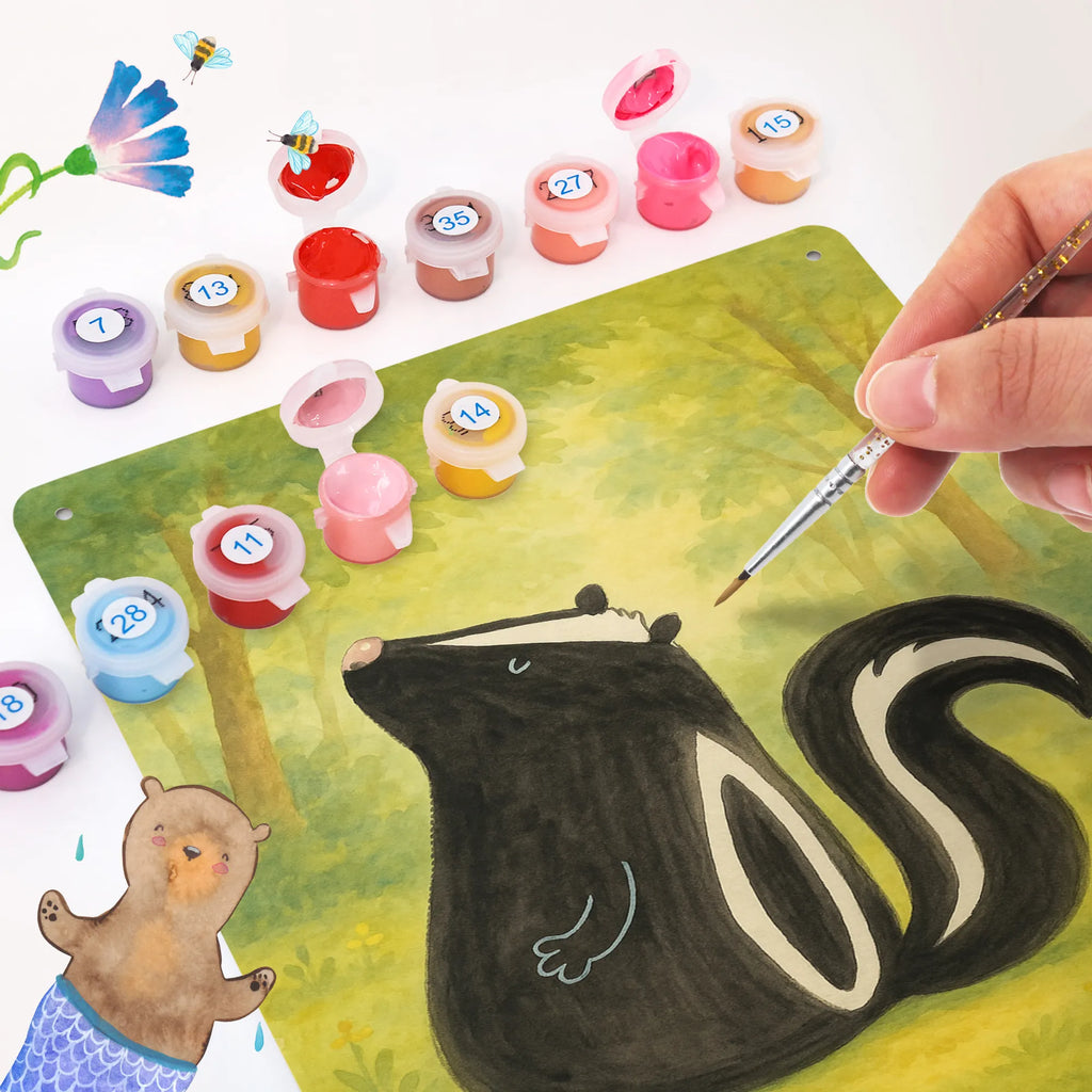 Malen nach Zahlen Metallschild Stinktier Sitzen Design Künstler, Malen nach Zahlen, Kunstwerk, DIY, Malen, Baseln, Kreativität, Ausmalbild, Bastelidee, Stinktier, Skunk, Stinki, Stinker, Wildtier, Besserwisser, Spruch, Recht, Raubtier, Büro