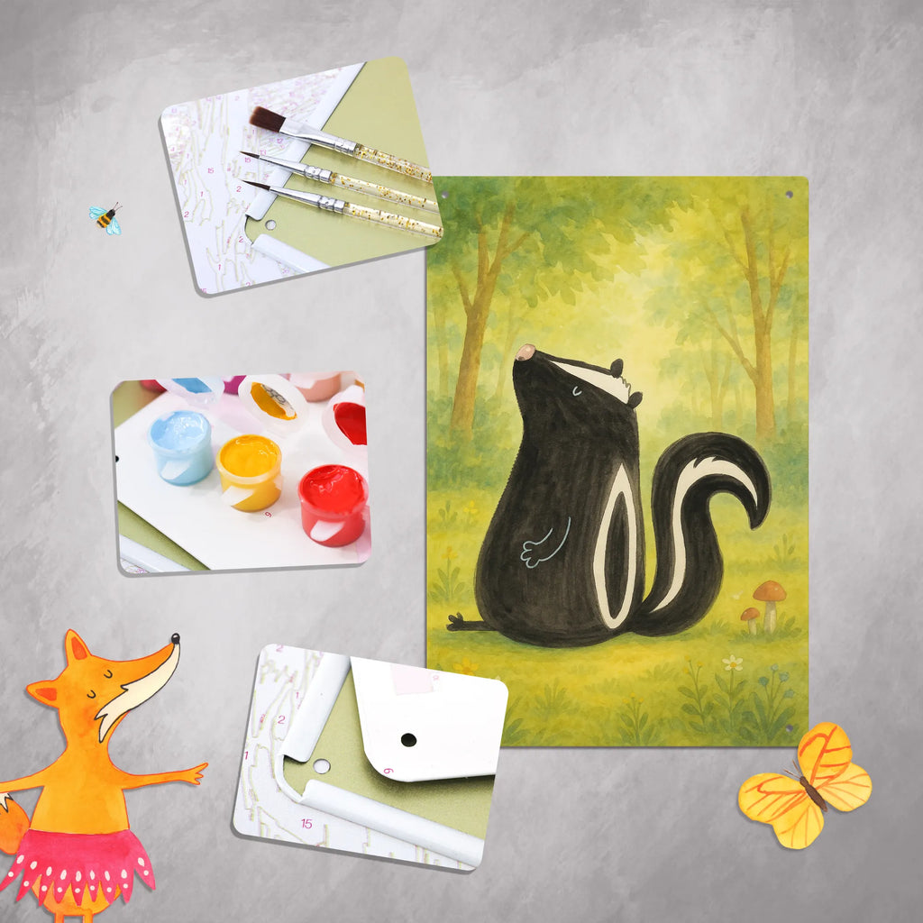 Malen nach Zahlen Metallschild Stinktier Sitzen Design Künstler, Malen nach Zahlen, Kunstwerk, DIY, Malen, Baseln, Kreativität, Ausmalbild, Bastelidee, Stinktier, Skunk, Stinki, Stinker, Wildtier, Besserwisser, Spruch, Recht, Raubtier, Büro