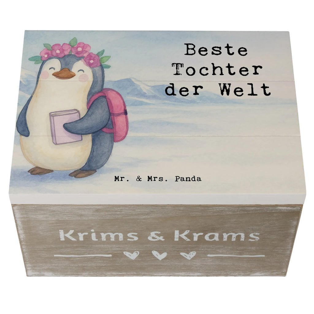 Holzkiste Pinguin Beste Tochter der Welt Design Aufbewahrungsbox, Schatzkiste, Schatulle, Geschenkdose, Holzkiste, Kiste, Erinnerungsbox, Geschenkbox, Erinnerungskiste, Truhe, Dekokiste, XXL, für, Dankeschön, Geschenk, Schenken, Geburtstag, Geburtstagsgeschenk, Geschenkidee, Danke, Bedanken, Mitbringsel, Freude machen, Geschenktipp, Kleine, Töchterchen, Belohnung, Vater, Tochter, Töchter, Kind, Kinder, Geburt, Familie, Mutter