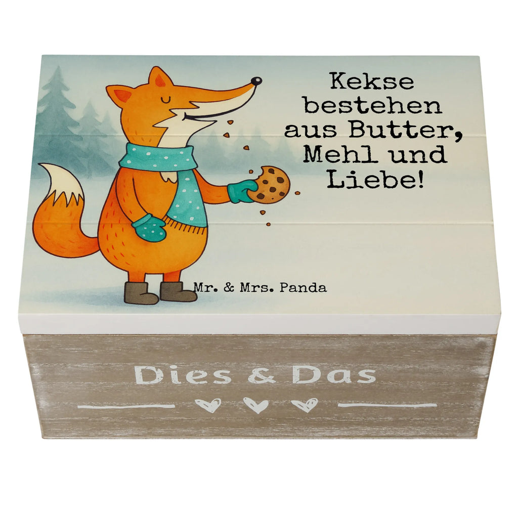Holzkiste Fuchs Keks Design Truhe, Geschenkbox, Schatzkiste, Holzkiste, Erinnerungskiste, Erinnerungsbox, Dekokiste, Aufbewahrungsbox, Schatulle, Kiste, XXL, Geschenkdose, Fuchs, Winter, Plätzchen, Weihnachtszeit, Backen Spruch, Füchse, Liebe, Kekse, Küche Deko