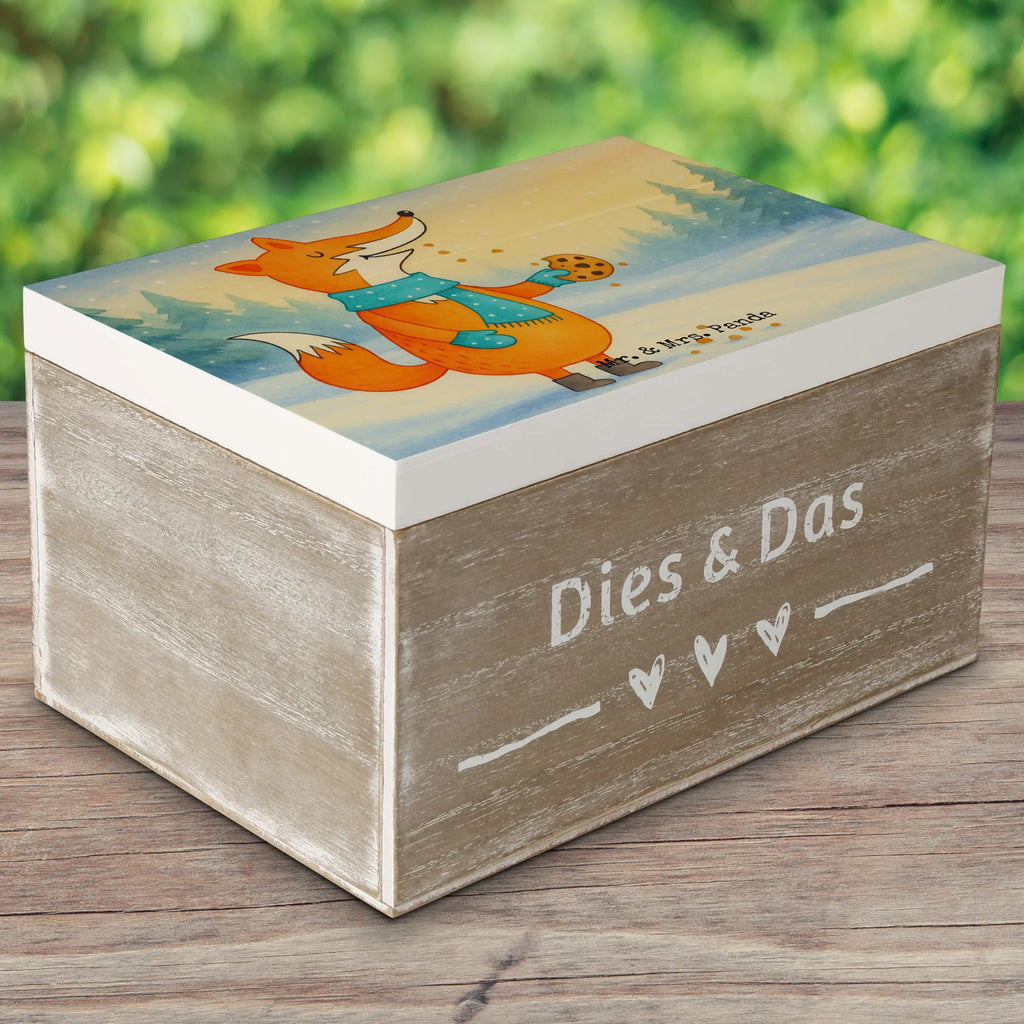 Holzkiste Fuchs Keks Design Truhe, Geschenkbox, Schatzkiste, Holzkiste, Erinnerungskiste, Erinnerungsbox, Dekokiste, Aufbewahrungsbox, Schatulle, Kiste, XXL, Geschenkdose, Fuchs, Winter, Plätzchen, Weihnachtszeit, Backen Spruch, Füchse, Liebe, Kekse, Küche Deko