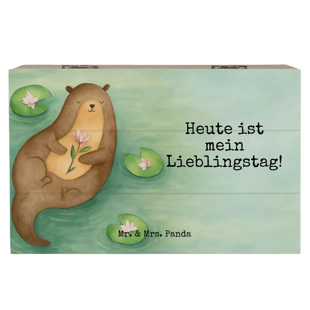 Skrzynia drewniana wydra lilia wodna Design Holzkiste, Kiste, Schatzkiste, Truhe, Schatulle, XXL, Erinnerungsbox, Erinnerungskiste, Dekokiste, Aufbewahrungsbox, Geschenkbox, Geschenkdose, Otter, Fischotter, Seeotter, Otter Seeotter See Otter