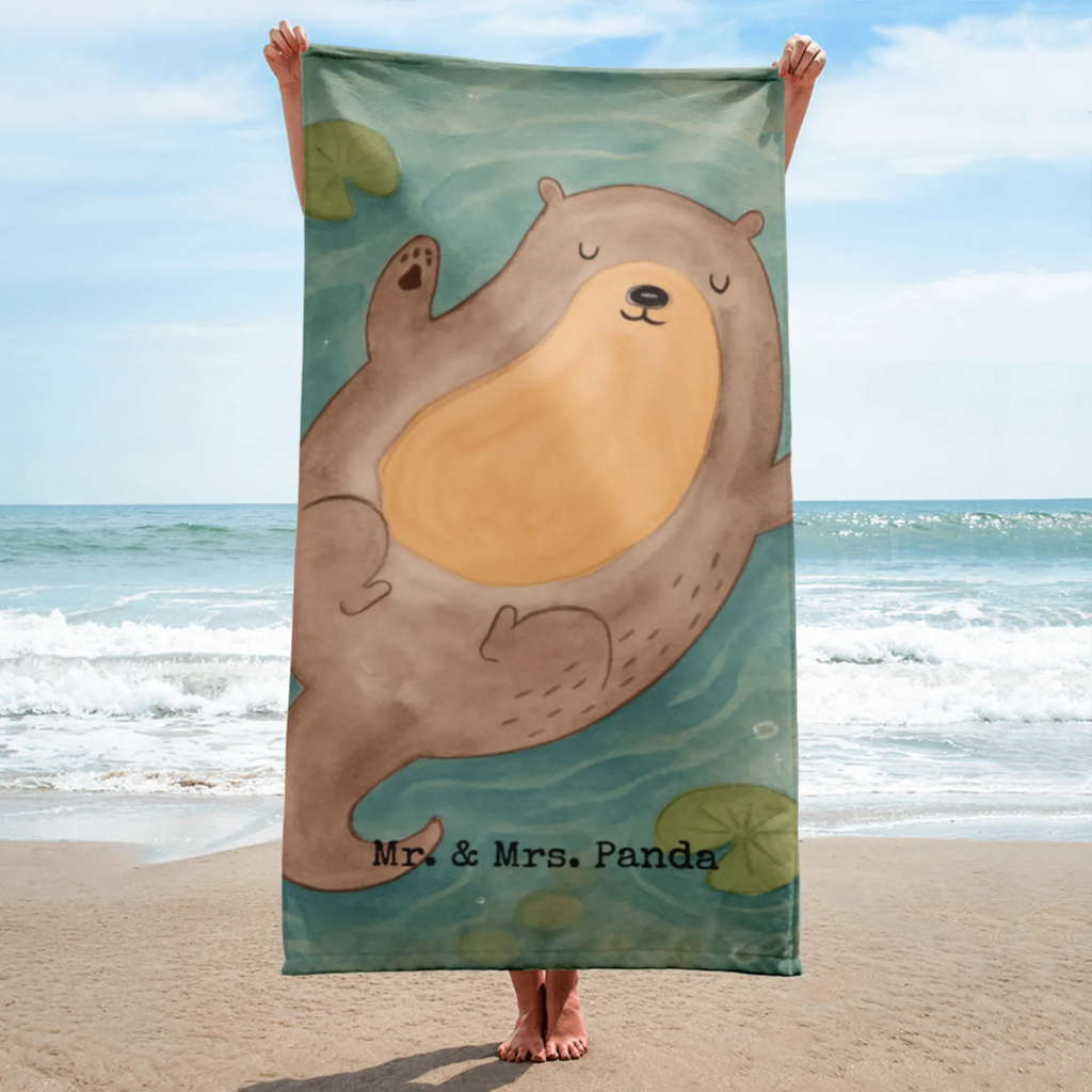 XL Badehandtuch Otter Umarmen Design, Hallo, Strandtuch, glücklich