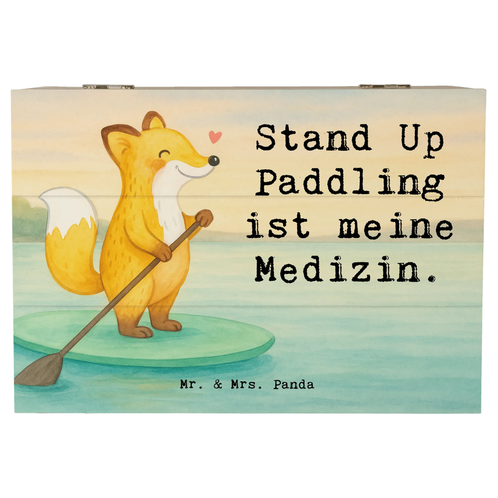 Holzkiste Fuchs Stand Up Paddling Design Erinnerungsbox, Geschenkbox, XXL, Dekokiste, Aufbewahrungsbox, Kiste, Geschenkdose, Erinnerungskiste, Truhe, Holzkiste, Schatzkiste, Schatulle, Geschenk, Sport, Sportart, Hobby, Schenken, Danke, Dankeschön, Auszeichnung, Gewinn, Sportler, Stand up paddle, SUB, subben, Stand Up Paddling, Paddle Boarding