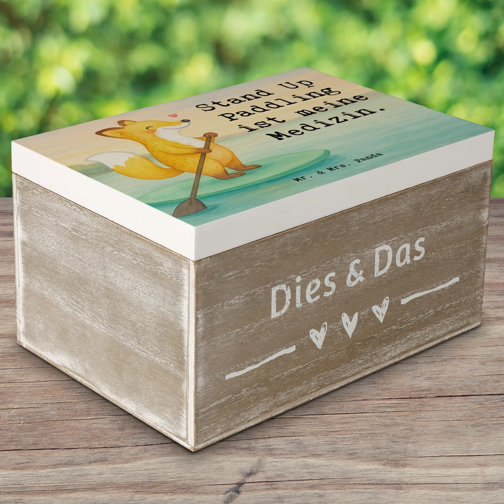 Holzkiste Fuchs Stand Up Paddling Design Erinnerungsbox, Geschenkbox, XXL, Dekokiste, Aufbewahrungsbox, Kiste, Geschenkdose, Erinnerungskiste, Truhe, Holzkiste, Schatzkiste, Schatulle, Geschenk, Sport, Sportart, Hobby, Schenken, Danke, Dankeschön, Auszeichnung, Gewinn, Sportler, Stand up paddle, SUB, subben, Stand Up Paddling, Paddle Boarding