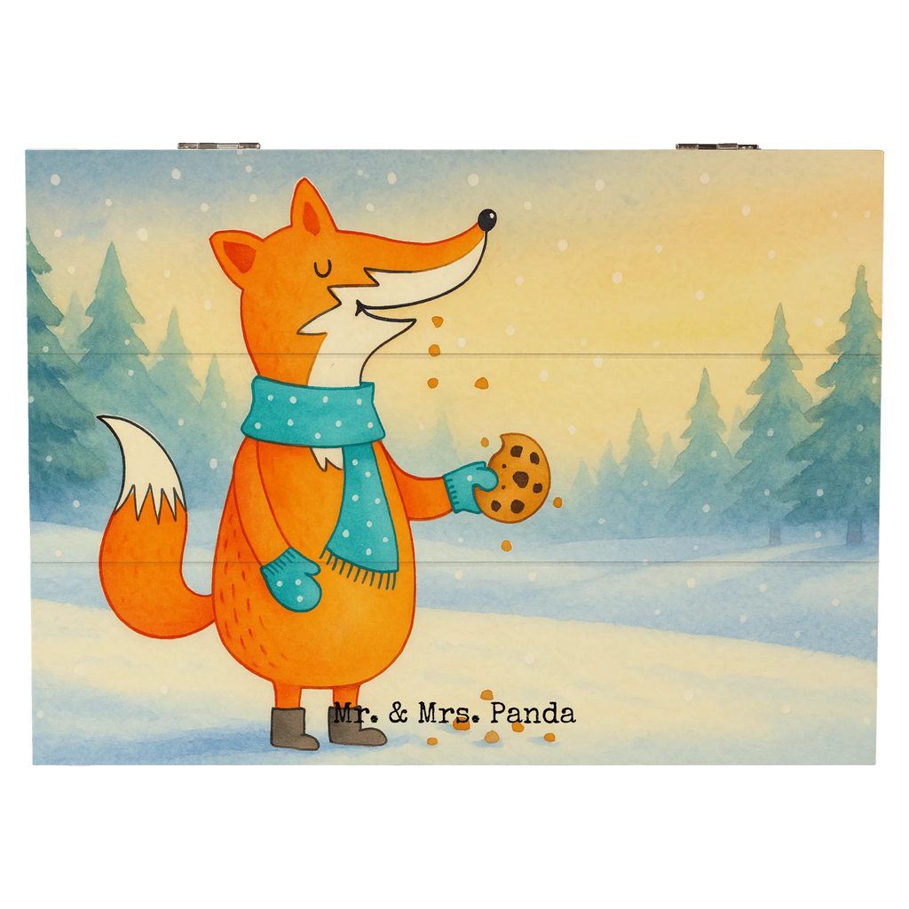 Holzkiste Fuchs Keks Design Truhe, Geschenkbox, Schatzkiste, Holzkiste, Erinnerungskiste, Erinnerungsbox, Dekokiste, Aufbewahrungsbox, Schatulle, Kiste, XXL, Geschenkdose, Fuchs, Winter, Plätzchen, Weihnachtszeit, Backen Spruch, Füchse, Liebe, Kekse, Küche Deko