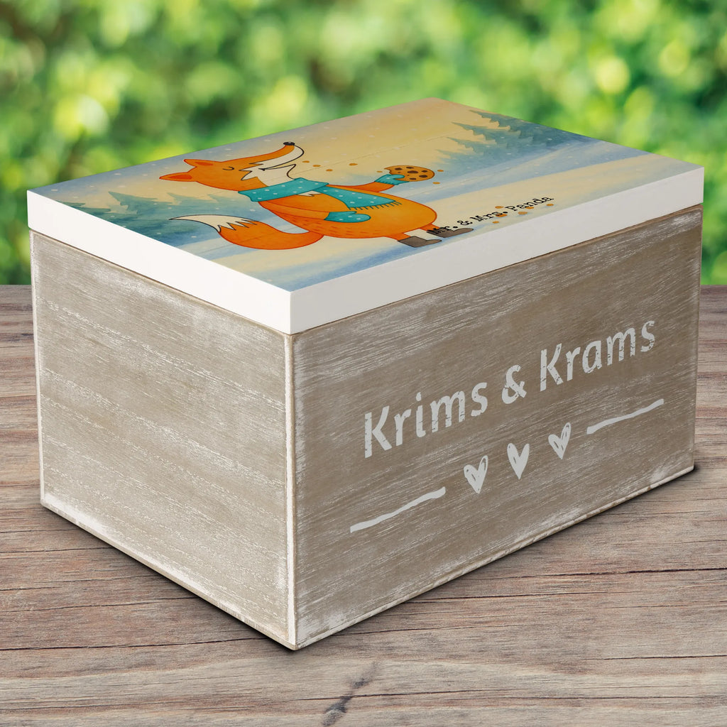 Holzkiste Fuchs Keks Design Truhe, Geschenkbox, Schatzkiste, Holzkiste, Erinnerungskiste, Erinnerungsbox, Dekokiste, Aufbewahrungsbox, Schatulle, Kiste, XXL, Geschenkdose, Fuchs, Winter, Plätzchen, Weihnachtszeit, Backen Spruch, Füchse, Liebe, Kekse, Küche Deko