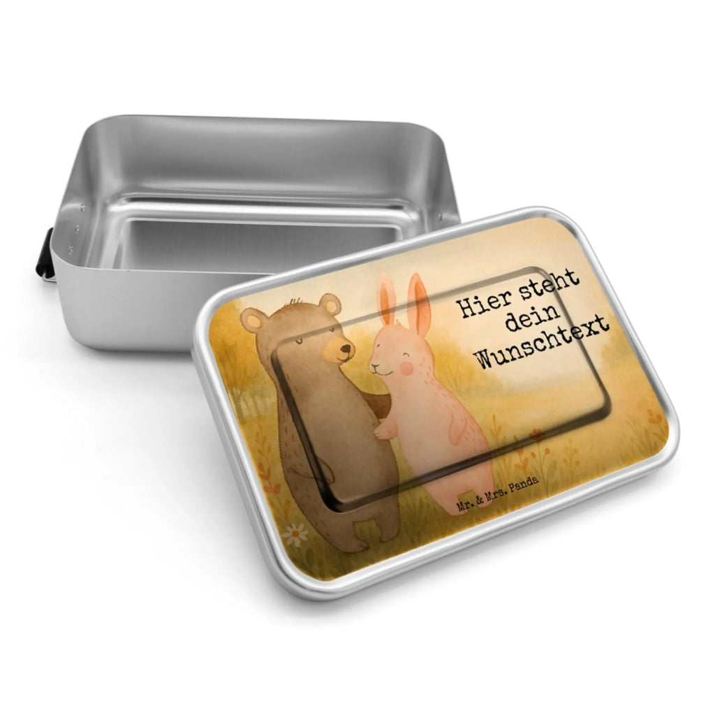 Personalisierte Metall Brotdose Bär und Hase Umarmen Design Schule, Brotbox mit Namen, Brotbox, Kindergarten, Brotdose mit Namen, Brotdose, Geschenk mit Namen, Uni, Liebe, Partner, Freund, Freundin, Ehemann, Ehefrau, Heiraten, Verlobung, Heiratsantrag, Liebesgeschenk, Jahrestag, Hocheitstag, Bär, Bärchen, bester Freund, Freunde, Hase, best friends