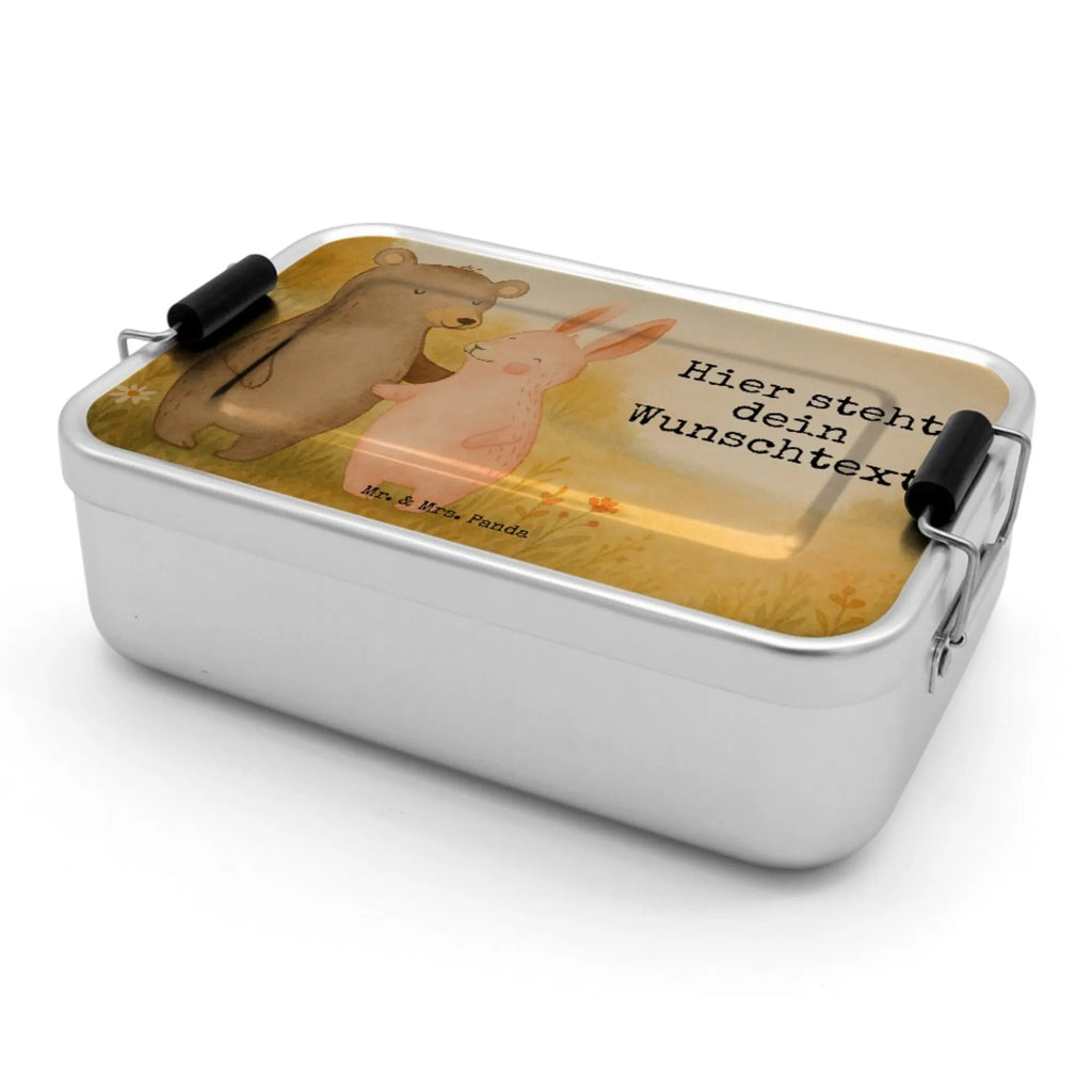 Personalisierte Metall Brotdose Bär und Hase Umarmen Design Schule, Brotbox mit Namen, Brotbox, Kindergarten, Brotdose mit Namen, Brotdose, Geschenk mit Namen, Uni, Liebe, Partner, Freund, Freundin, Ehemann, Ehefrau, Heiraten, Verlobung, Heiratsantrag, Liebesgeschenk, Jahrestag, Hocheitstag, Bär, Bärchen, bester Freund, Freunde, Hase, best friends