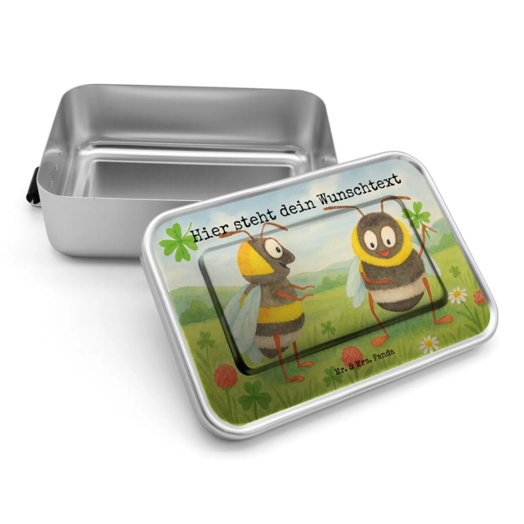 Personalisierte Metall Brotdose Hummeln Kleeblatt Design Geschenk mit Namen, Brotbox mit Namen, Brotdose, Kindergarten, Uni, Schule, Brotbox, Brotdose mit Namen, Tiermotive, Gute Laune, lustige Sprüche, Tiere, Biene Deko, Spruch schön, Hummel, glücklich werden, Spruch fröhlich, glücklich sein, Biene, Spruch positiv