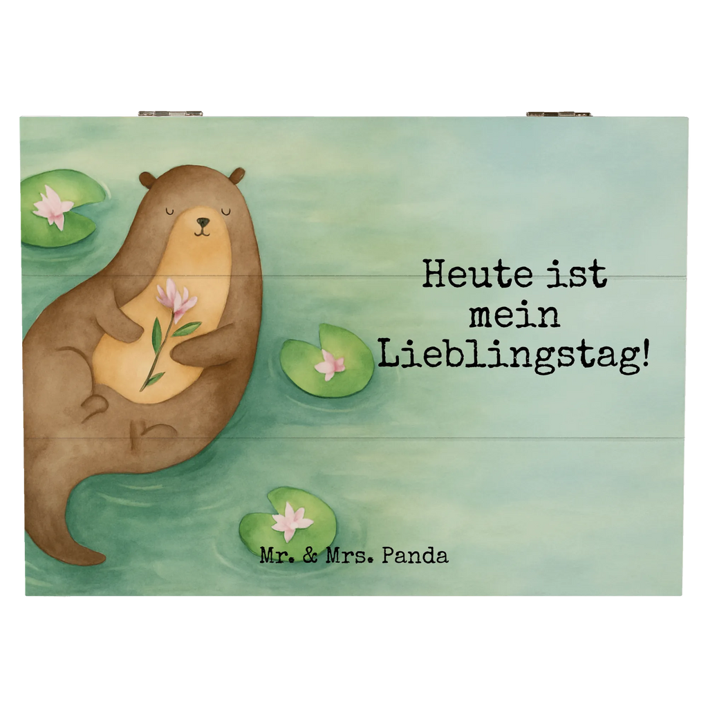 Skrzynia drewniana wydra lilia wodna Design Holzkiste, Kiste, Schatzkiste, Truhe, Schatulle, XXL, Erinnerungsbox, Erinnerungskiste, Dekokiste, Aufbewahrungsbox, Geschenkbox, Geschenkdose, Otter, Fischotter, Seeotter, Otter Seeotter See Otter