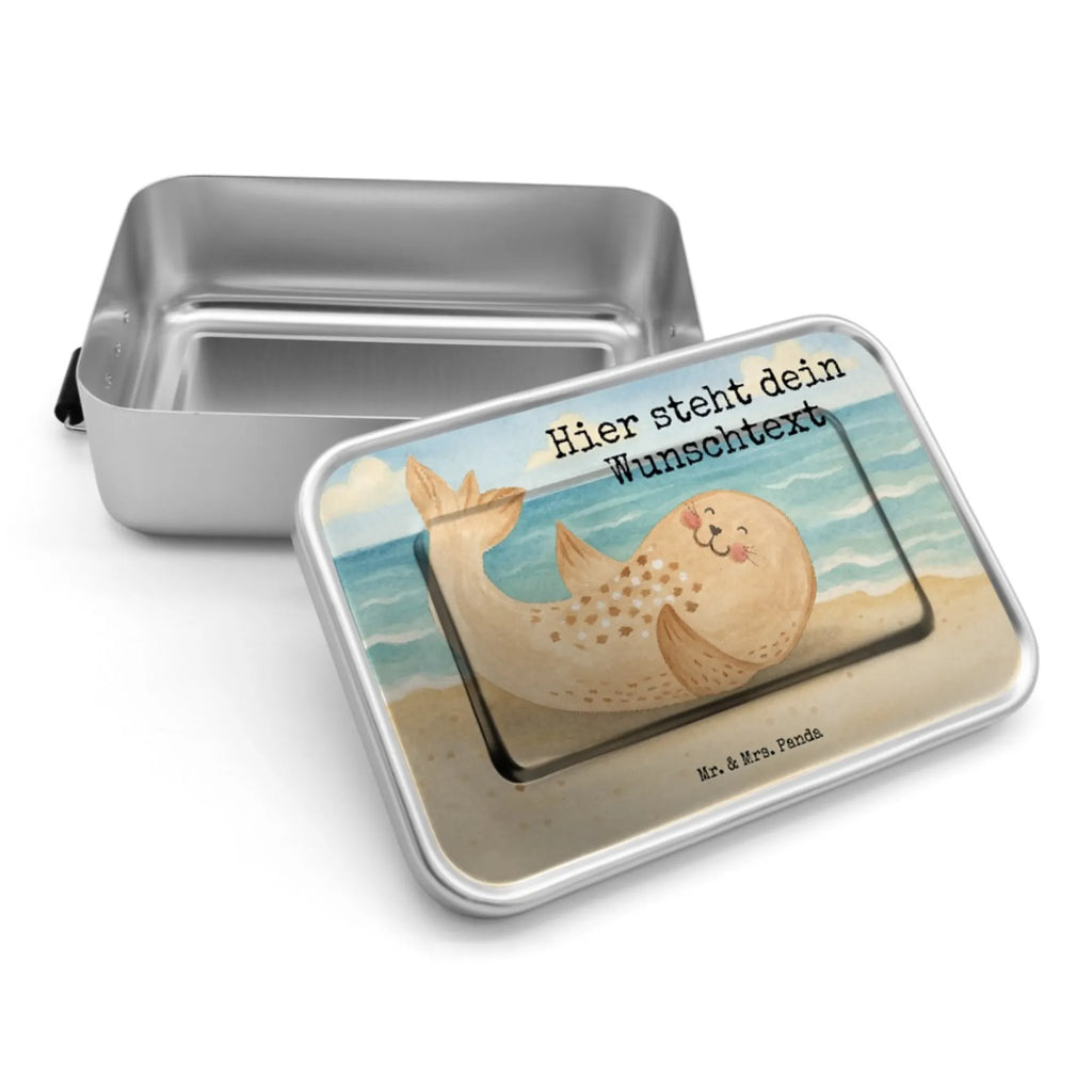 Spersonalizowany metalowy pojemnik na lunch foka Leżeć Design Geschenk mit Namen, Brotdose, Kindergarten, Schule, Uni, Brotbox, Brotbox mit Namen, Brotdose mit Namen, Tiermotive, Gute Laune, lustige Sprüche, Tiere, Ostsee, Lachen, Robbe, Strand, Robben, Nordsee, Freude, Meerestier, Seehund