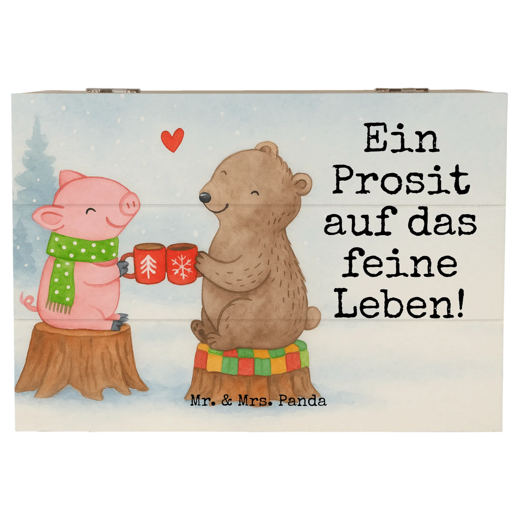 Holzkiste Glühschwein Sause Design Geschenkdose, Erinnerungsbox, Schatulle, Erinnerungskiste, Holzkiste, XXL, Schatzkiste, Aufbewahrungsbox, Kiste, Geschenkbox, Dekokiste, Truhe, Winter, Weihnachten, Weihnachtsdeko, Nikolaus, Advent, Heiligabend, Wintermotiv, Bär, Prost, Schwein, Weihnachtszeit, Alles Gute