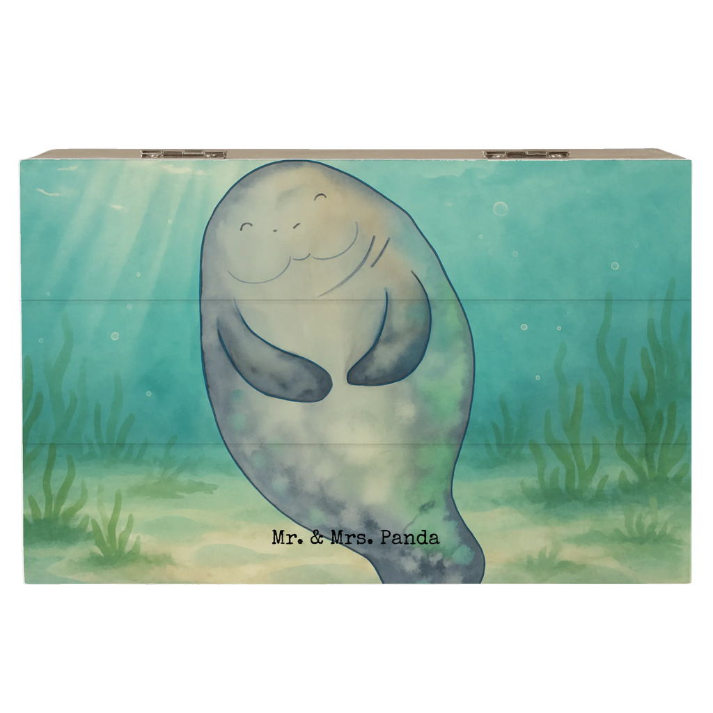 Holzkiste Seekuh Happy Design Kiste, Dekokiste, Aufbewahrungsbox, Schatulle, Erinnerungsbox, Geschenkdose, XXL, Erinnerungskiste, Schatzkiste, Truhe, Geschenkbox, Holzkiste, Meerestiere, Meer, Urlaub, Achtsamkeit, Zufrieden, Neuanfang, Freundin, Respekt, Neustart, Seekühe, Selbstliebe, Liebeskummer, Seekuh