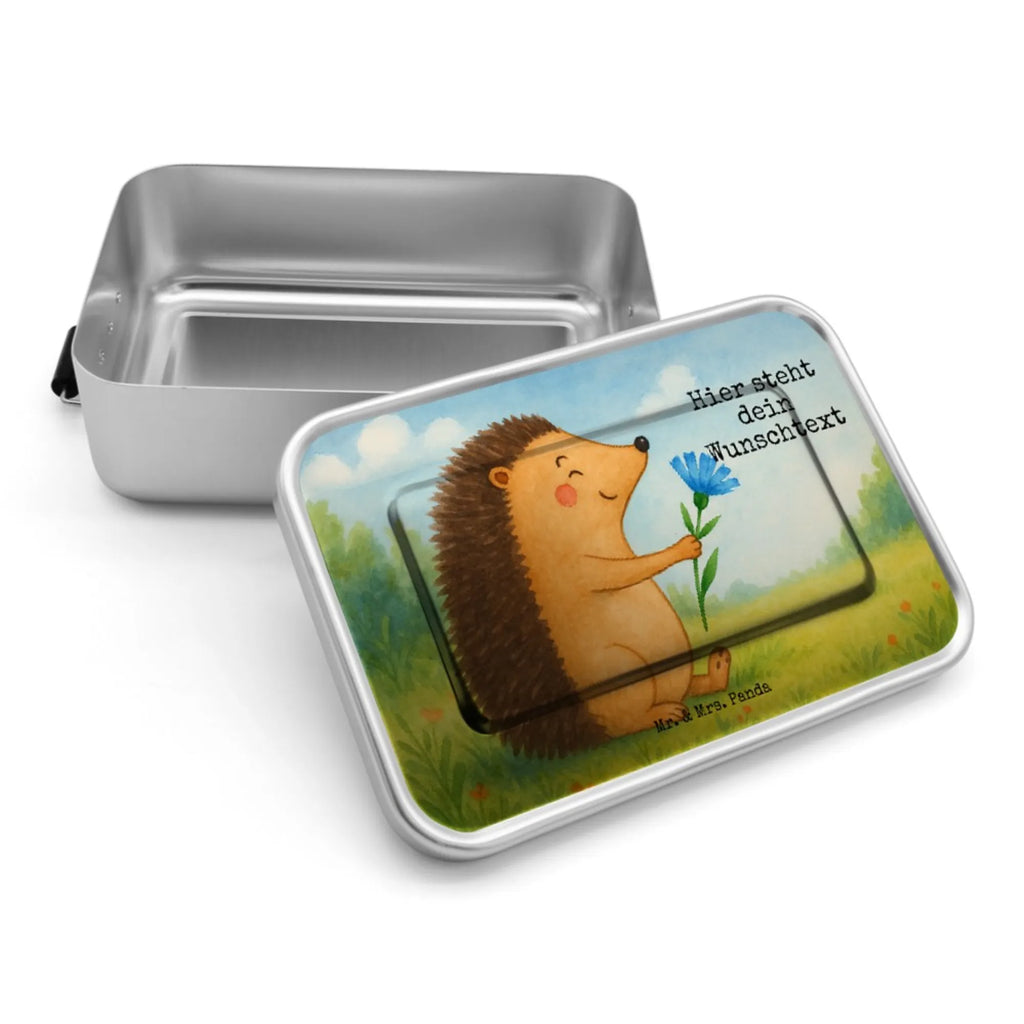 Personalisierte Metall Brotdose Igel Blumen Design Geschenk mit Namen, Schule, Kindergarten, Uni, Brotbox mit Namen, Brotbox, Brotdose mit Namen, Brotdose, Tiermotive, Gute Laune, lustige Sprüche, Tiere, Genesungswünsche, Krankenhaus, Besuch, Krankheit, krank, Gute Besserung, Igel