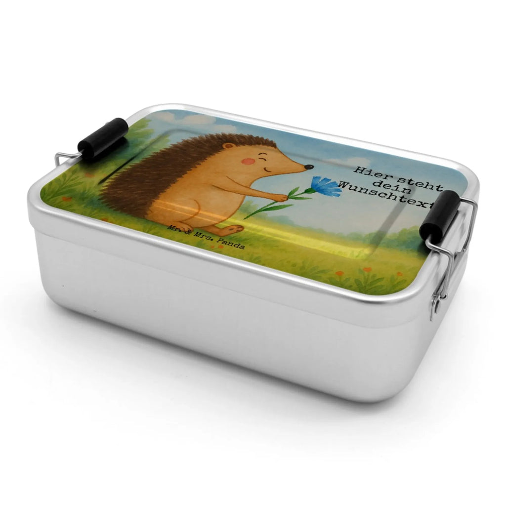 Personalisierte Metall Brotdose Igel Blumen Design Geschenk mit Namen, Schule, Kindergarten, Uni, Brotbox mit Namen, Brotbox, Brotdose mit Namen, Brotdose, Tiermotive, Gute Laune, lustige Sprüche, Tiere, Genesungswünsche, Krankenhaus, Besuch, Krankheit, krank, Gute Besserung, Igel