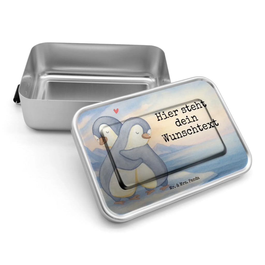 Personalisierte Metall Brotdose Pinguine Kuscheln Design Schule, Brotbox mit Namen, Brotdose mit Namen, Uni, Kindergarten, Geschenk mit Namen, Brotdose, Brotbox, Liebe, Partner, Freund, Freundin, Ehemann, Ehefrau, Heiraten, Verlobung, Heiratsantrag, Liebesgeschenk, Jahrestag, Hocheitstag, Hochzeitstag, für Ehemann, Geschenk für Partner, Liebesbeweis, Geschenk für Freundin, für Männer, Mitbringsel, Valentinstag, Geschenk für Frauen