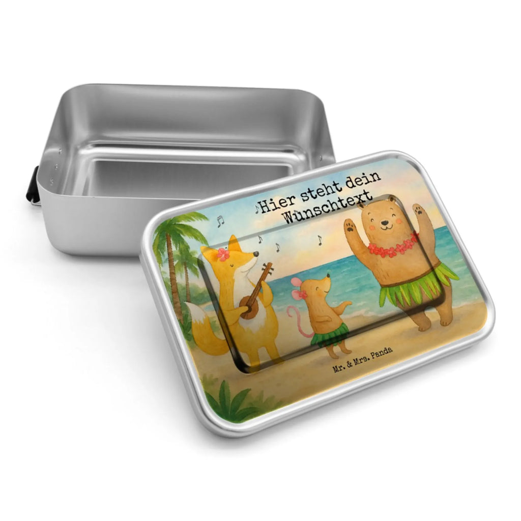 Personalisierte Metall Brotdose Waldtiere Aloha Design Brotbox mit Namen, Brotdose mit Namen, Uni, Kindergarten, Brotbox, Brotdose, Schule, Geschenk mit Namen, Tiermotive, Gute Laune, lustige Sprüche, Tiere, Lachen, Bär, Musik, Hase, Leben, Tanzen, Waldtiere, Wald, Igel, Aloha