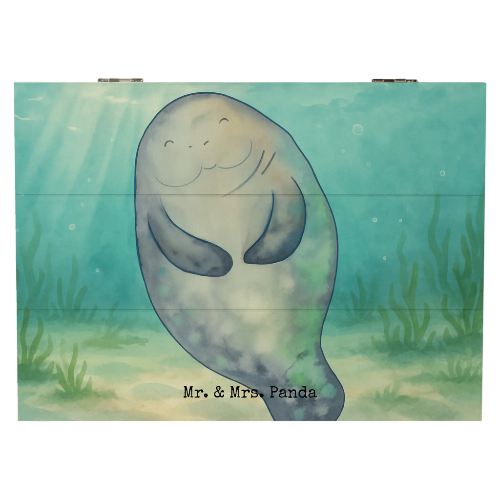 Holzkiste Seekuh Happy Design Kiste, Dekokiste, Aufbewahrungsbox, Schatulle, Erinnerungsbox, Geschenkdose, XXL, Erinnerungskiste, Schatzkiste, Truhe, Geschenkbox, Holzkiste, Meerestiere, Meer, Urlaub, Achtsamkeit, Zufrieden, Neuanfang, Freundin, Respekt, Neustart, Seekühe, Selbstliebe, Liebeskummer, Seekuh