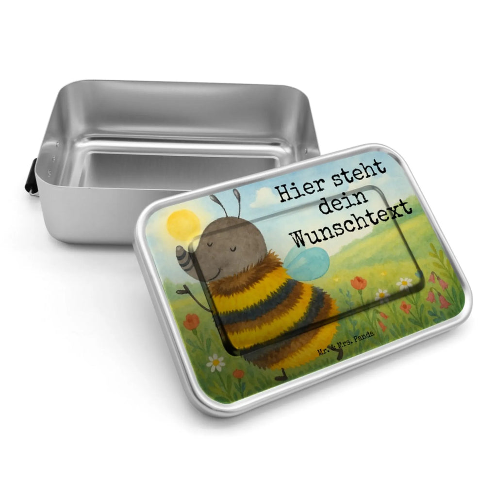 Personalisierte Metall Brotdose Hummel flauschig Design Brotdose mit Namen, Brotbox mit Namen, Brotbox, Schule, Kindergarten, Uni, Geschenk mit Namen, Brotdose, Tiermotive, Gute Laune, lustige Sprüche, Tiere, Biene, Blume, Natur, Flauschig, Hummel