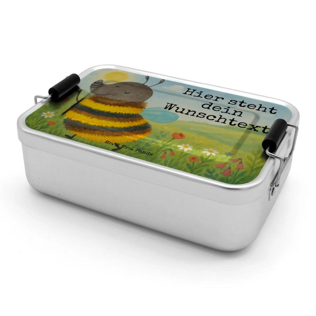 Personalisierte Metall Brotdose Hummel flauschig Design Brotdose mit Namen, Brotbox mit Namen, Brotbox, Schule, Kindergarten, Uni, Geschenk mit Namen, Brotdose, Tiermotive, Gute Laune, lustige Sprüche, Tiere, Biene, Blume, Natur, Flauschig, Hummel