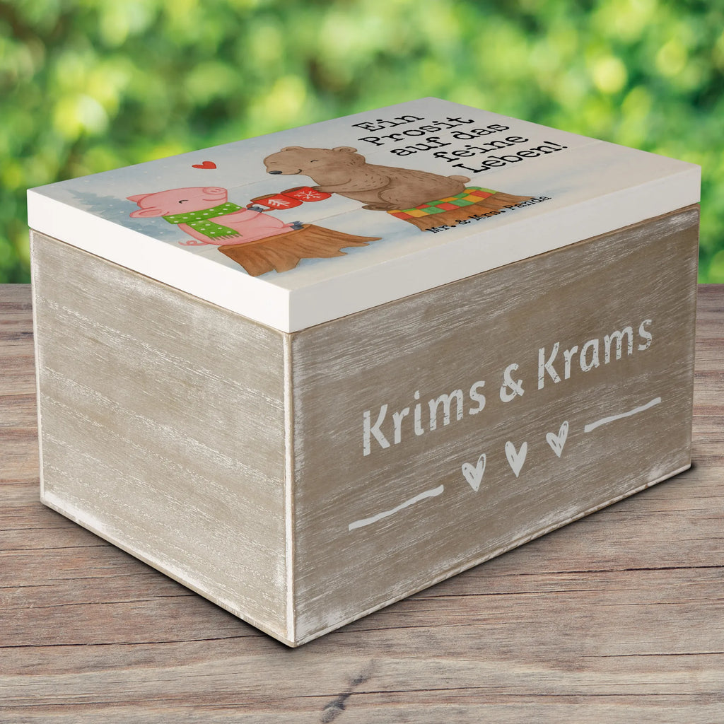 Holzkiste Glühschwein Sause Design Geschenkdose, Erinnerungsbox, Schatulle, Erinnerungskiste, Holzkiste, XXL, Schatzkiste, Aufbewahrungsbox, Kiste, Geschenkbox, Dekokiste, Truhe, Winter, Weihnachten, Weihnachtsdeko, Nikolaus, Advent, Heiligabend, Wintermotiv, Bär, Prost, Schwein, Weihnachtszeit, Alles Gute