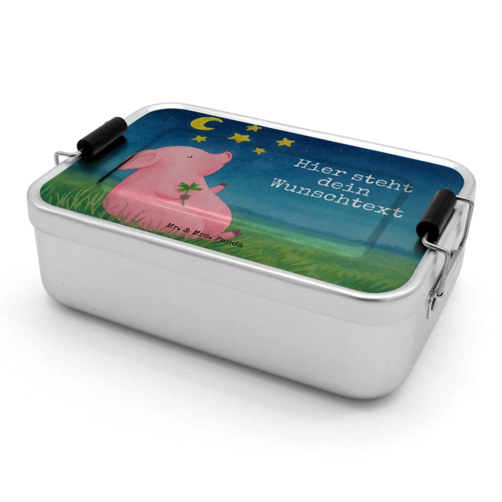 Personalized Metal Lunch Box Pig Luck Design Brotbox mit Namen, Geschenk mit Namen, Brotdose, Brotbox, Brotdose mit Namen, Kindergarten, Schule, Uni, Tiermotive, Gute Laune, lustige Sprüche, Tiere, Sernchen, Sterne, Motivation, Glücksschwein. Glück, Schwein, Schweinchen, Träume, Ziele, Glücksbringer