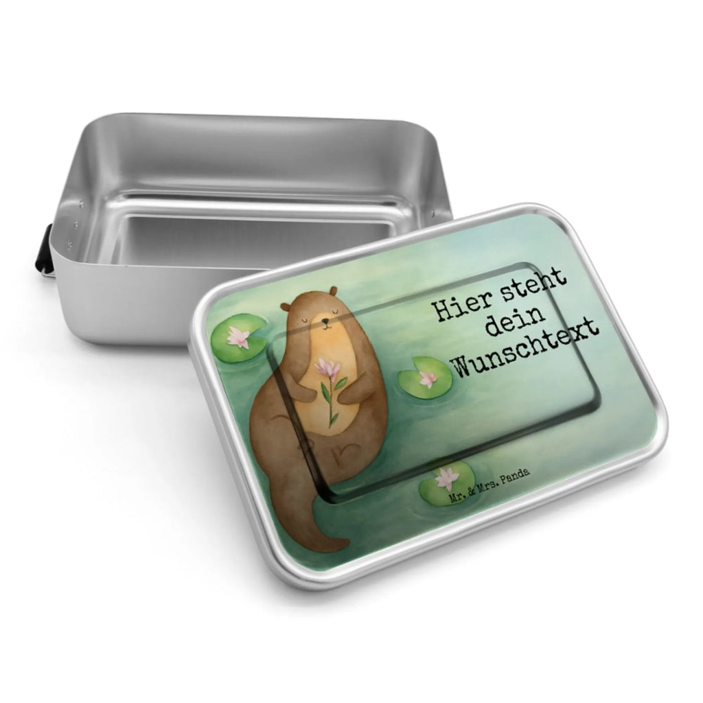 Personalisierte Metall Brotdose Otter Seerose Design Brotbox, Kindergarten, Brotdose, Uni, Schule, Brotdose mit Namen, Geschenk mit Namen, Brotbox mit Namen, Otter, Fischotter, Seeotter, Otter Seeotter See Otter