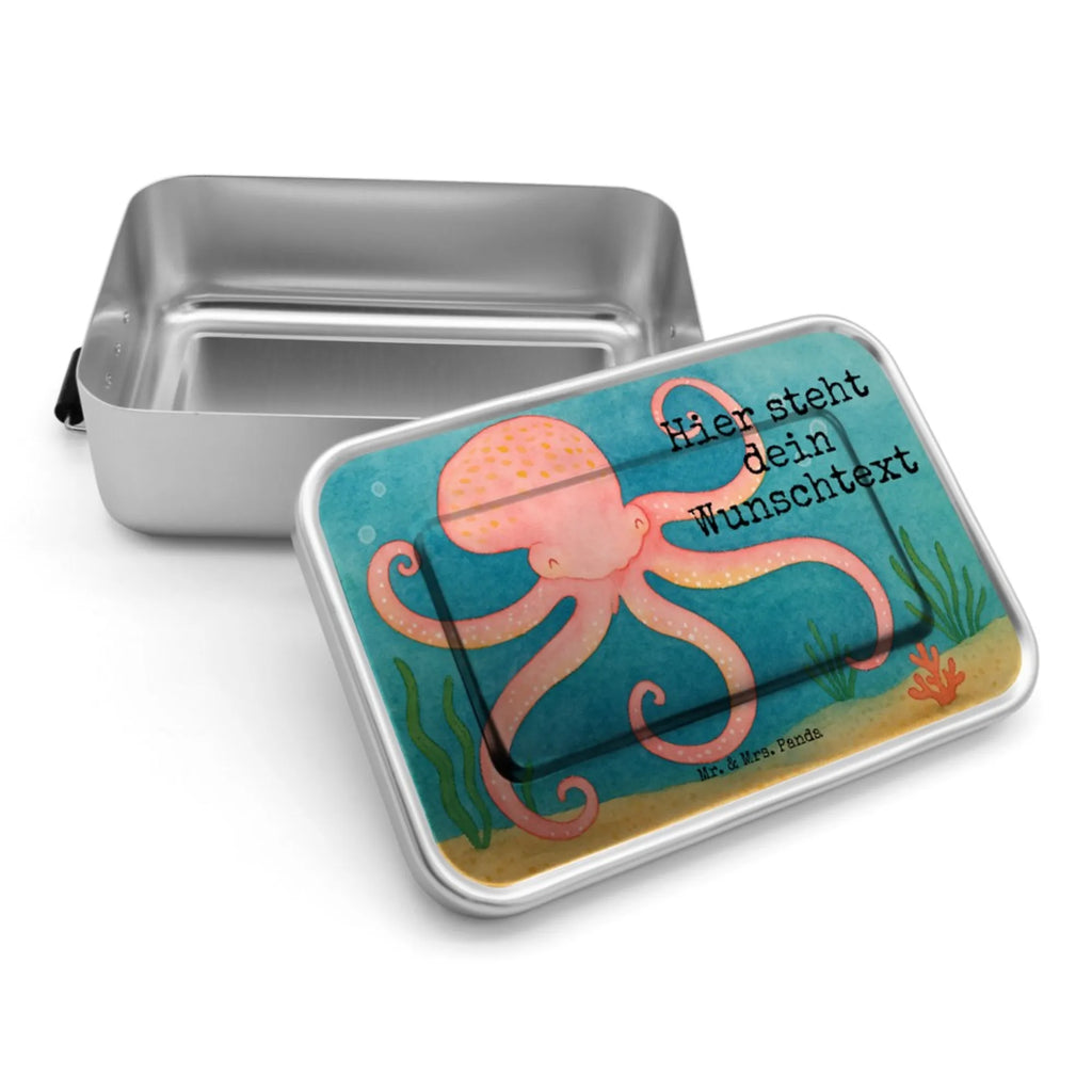 Spersonalizowany metalowy pojemnik na lunch Ośmiornica Design Brotbox mit Namen, Kindergarten, Brotbox, Schule, Brotdose, Brotdose mit Namen, Geschenk mit Namen, Uni, Tiermotive, Gute Laune, lustige Sprüche, Tiere, Wasser, Tintenfisch, Arme, Meer, Meerestier, Krake, Ozean