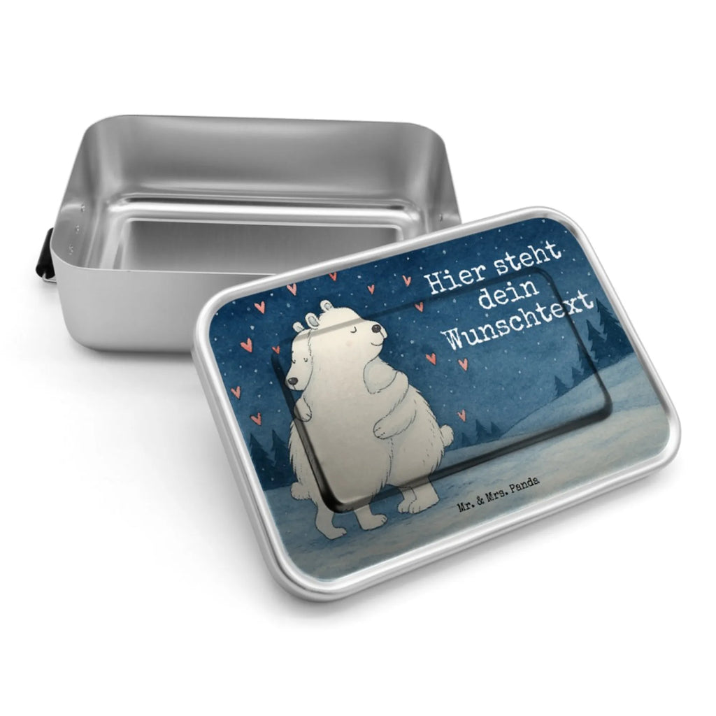 Spersonalizowany metalowy pojemnik na lunch Niedźwiedź polarny obejmować Design Uni, Geschenk mit Namen, Schule, Brotbox, Brotdose mit Namen, Kindergarten, Brotdose, Brotbox mit Namen, Tiermotive, Gute Laune, lustige Sprüche, Tiere