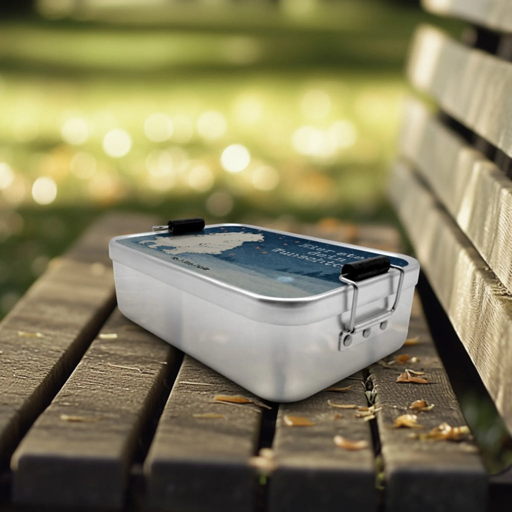 Spersonalizowany metalowy pojemnik na lunch Niedźwiedź polarny obejmować Design Uni, Geschenk mit Namen, Schule, Brotbox, Brotdose mit Namen, Kindergarten, Brotdose, Brotbox mit Namen, Tiermotive, Gute Laune, lustige Sprüche, Tiere