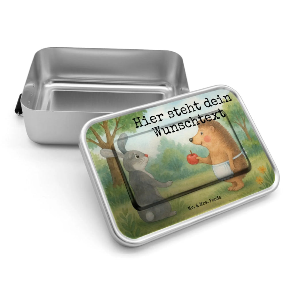 Personalisierte Metall Brotdose Hase Igel Design Brotbox, Uni, Kindergarten, Geschenk mit Namen, Brotdose, Brotdose mit Namen, Schule, Brotbox mit Namen, Tiermotive, Gute Laune, lustige Sprüche, Tiere, Hase, Igel, Herzschmerz, Trennungsschmerz, Spruch romantisch, Igel und Hase, Liebe Spruch, Trösten, Liebeskummer Geschenk