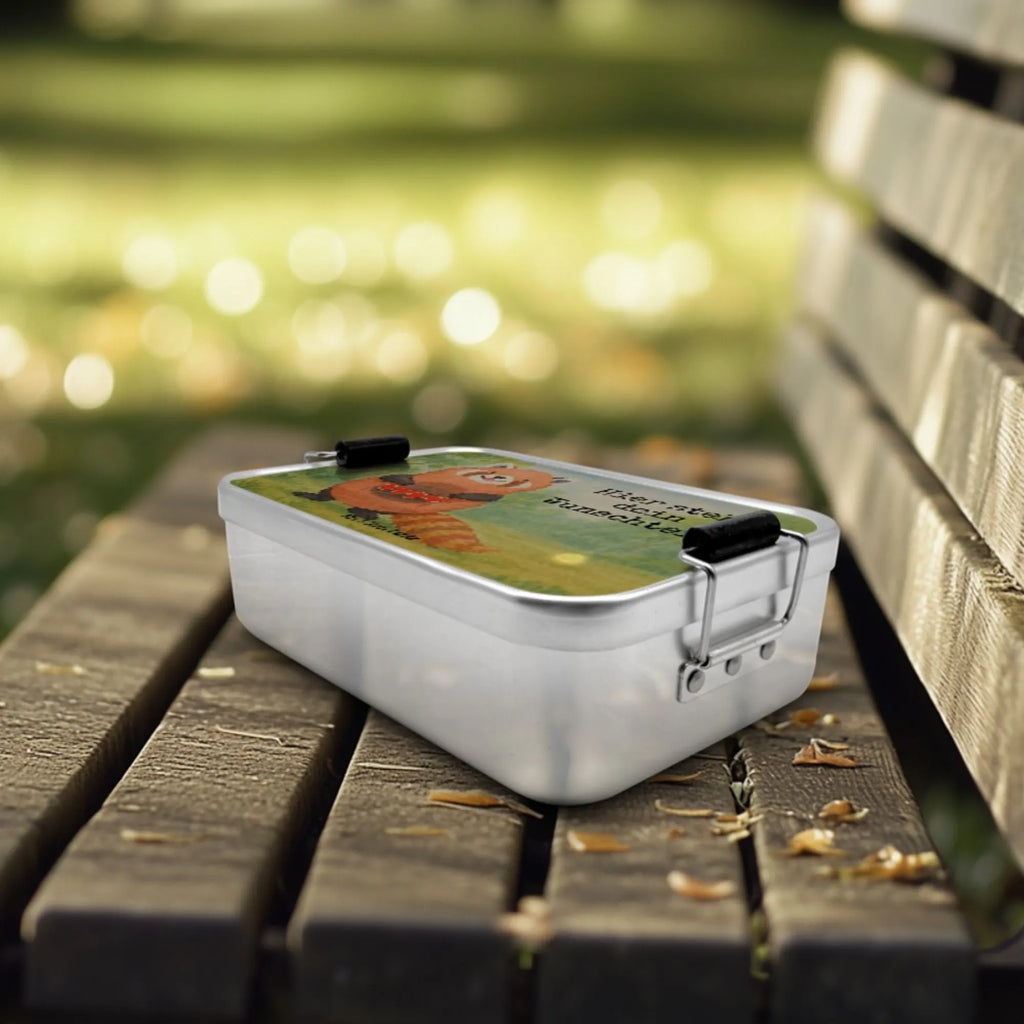 Personalisierte Metall Brotdose Roter Panda Design Brotdose mit Namen, Kindergarten, Brotdose, Brotbox mit Namen, Geschenk mit Namen, Brotbox, Uni, Schule, Tiermotive, Gute Laune, lustige Sprüche, Tiere, Lieblingsmensch, Liebe, Rot, Panda, Herz, Liebling