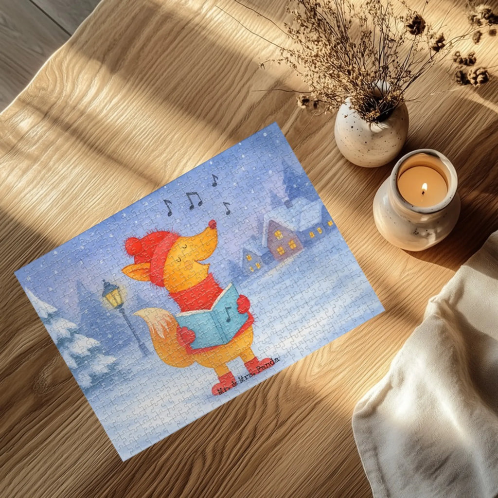 Puzzle Fuchs Sänger Design Puzzle, Winter, Weihnachten, Weihnachtsdeko, Nikolaus, Advent, Heiligabend, Wintermotiv, Sänger, Geschenk Sänger, Fuchs, Füchse, Singen, Weihnachtslieder
