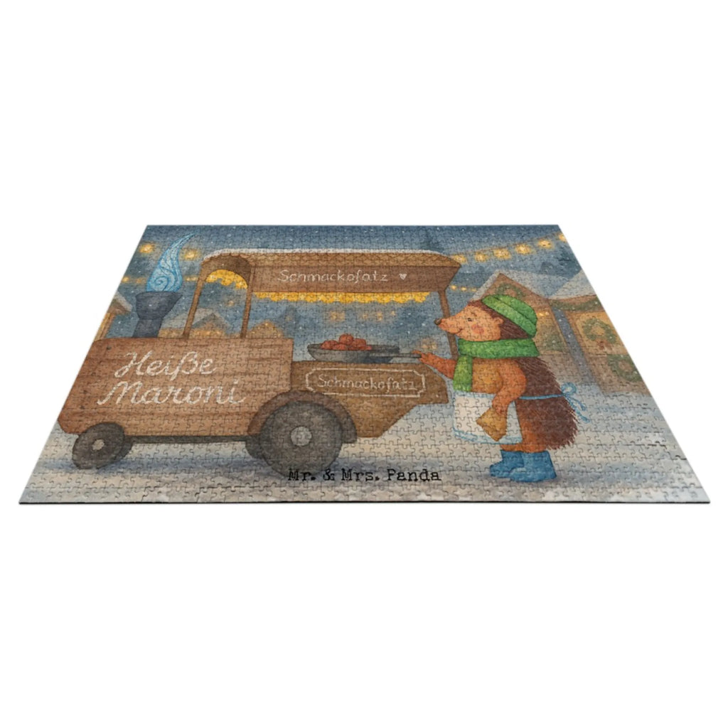 Puzzle Igel Maronen Design Puzzle, Winter, Weihnachten, Weihnachtsdeko, Nikolaus, Advent, Heiligabend, Wintermotiv, Maronen, Duft, Kastanien, Weihnachtsmarkt